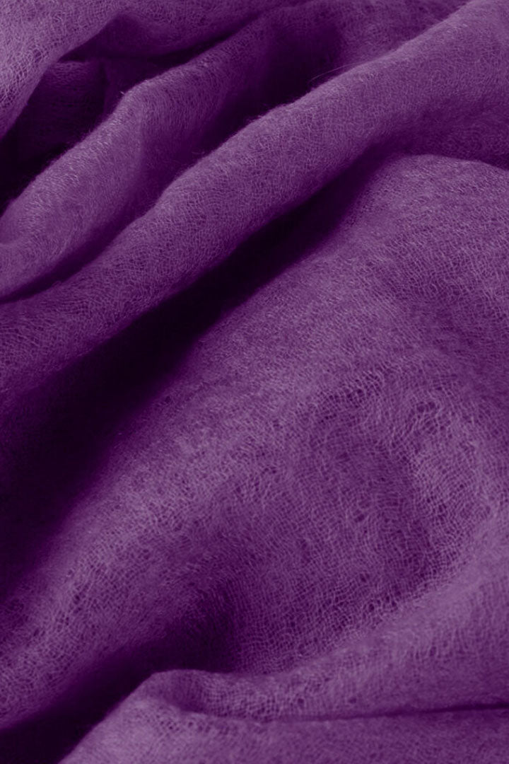 Featherlight felted iris purple cashmere scarf